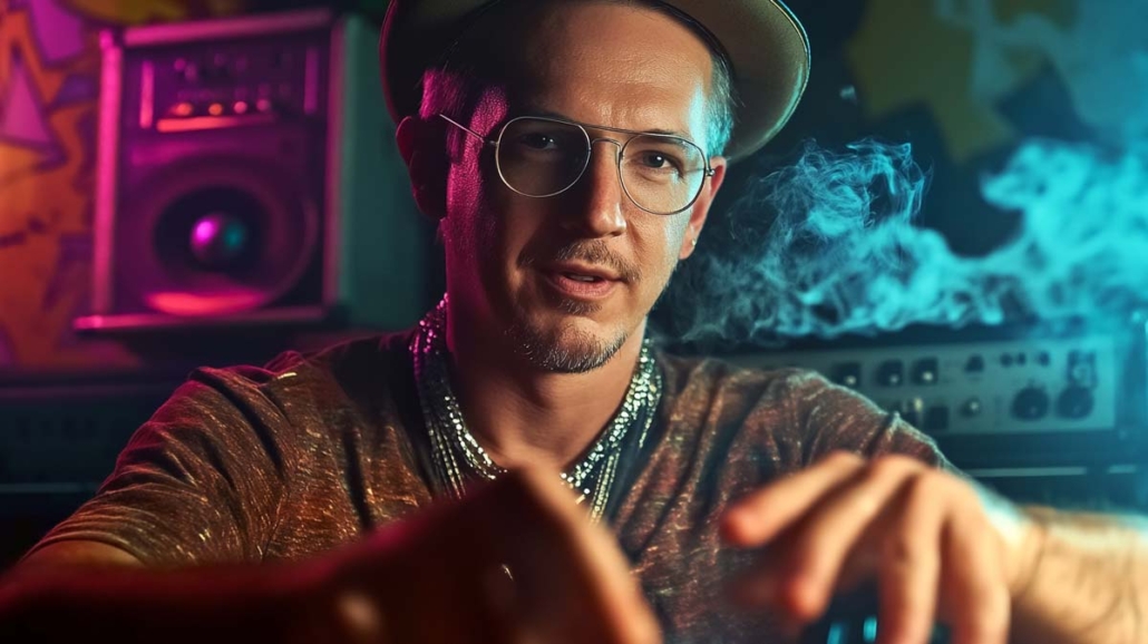 cannabis-weed-legenden-geschichte-foto-dj-short-star-usa-musiker-studio-mischpult-on-air