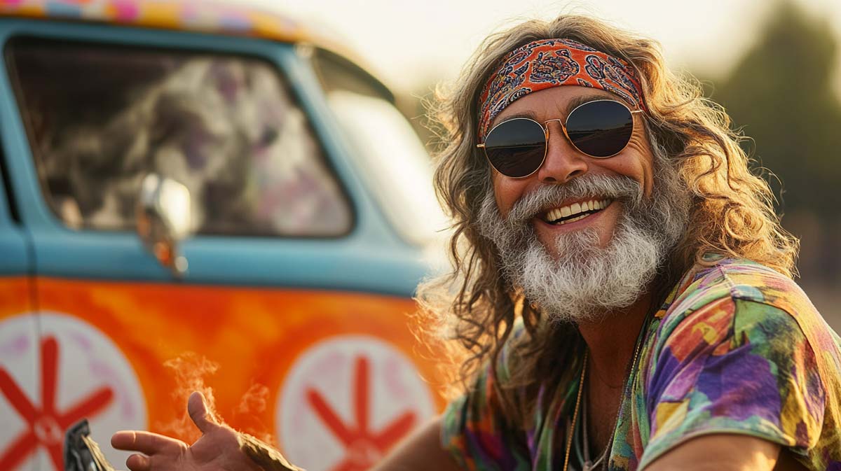 cannabis-weed-legenden-geschichte-foto-tommy-chong-hippie-bus-vw-usa-flower-power